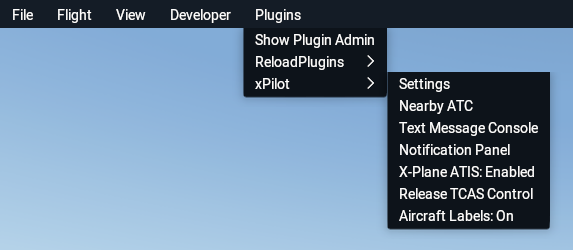 X-Plane Plugin Menu